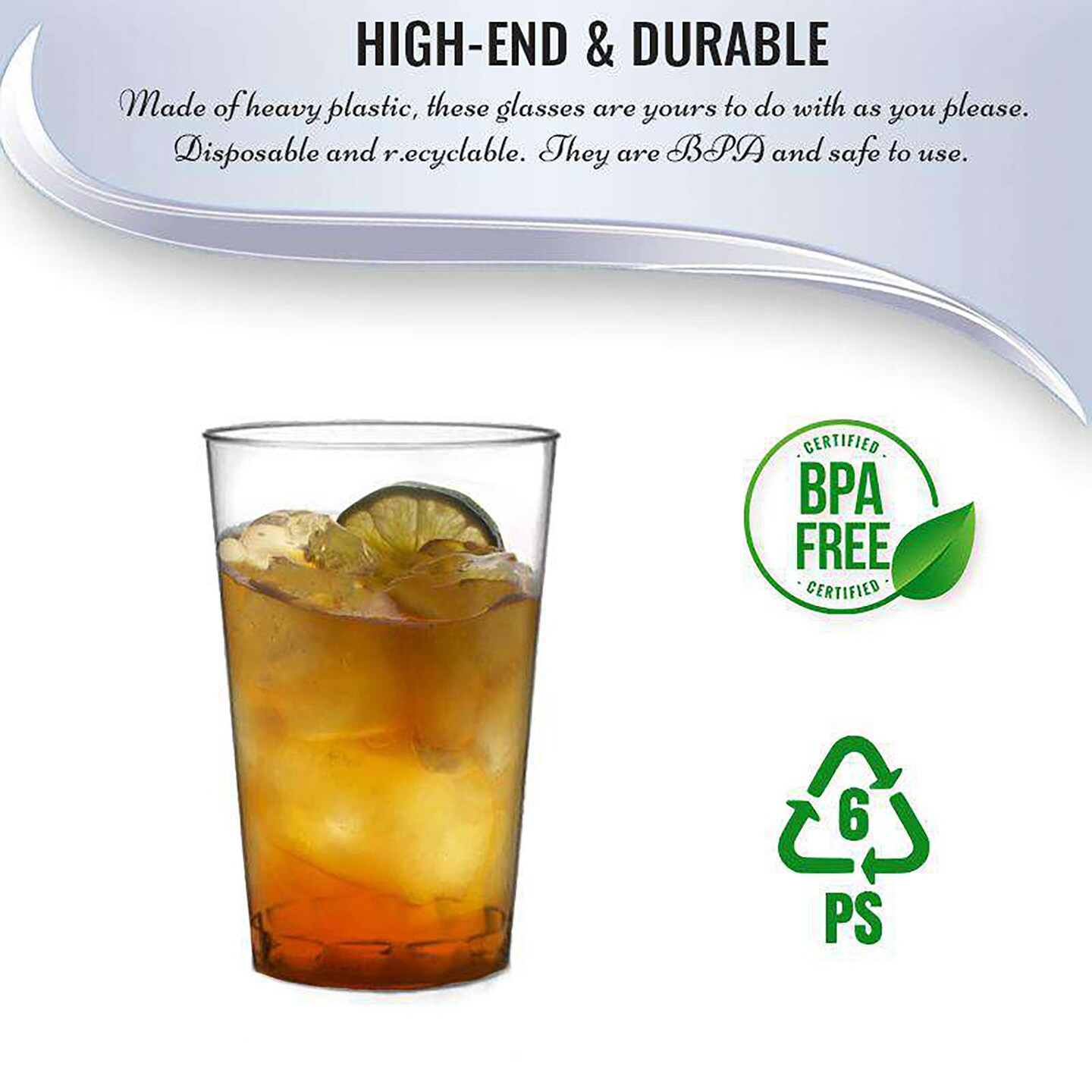 16 oz. Crystal Clear Plastic Disposable Tall Iced Tea Cups