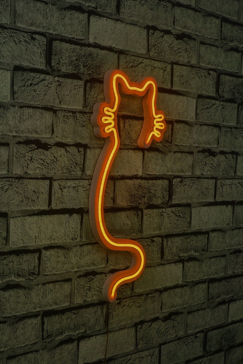 18.9&#x22; Novelty Cat Led Neon Sign Wall D&#xE9;cor - Yellow