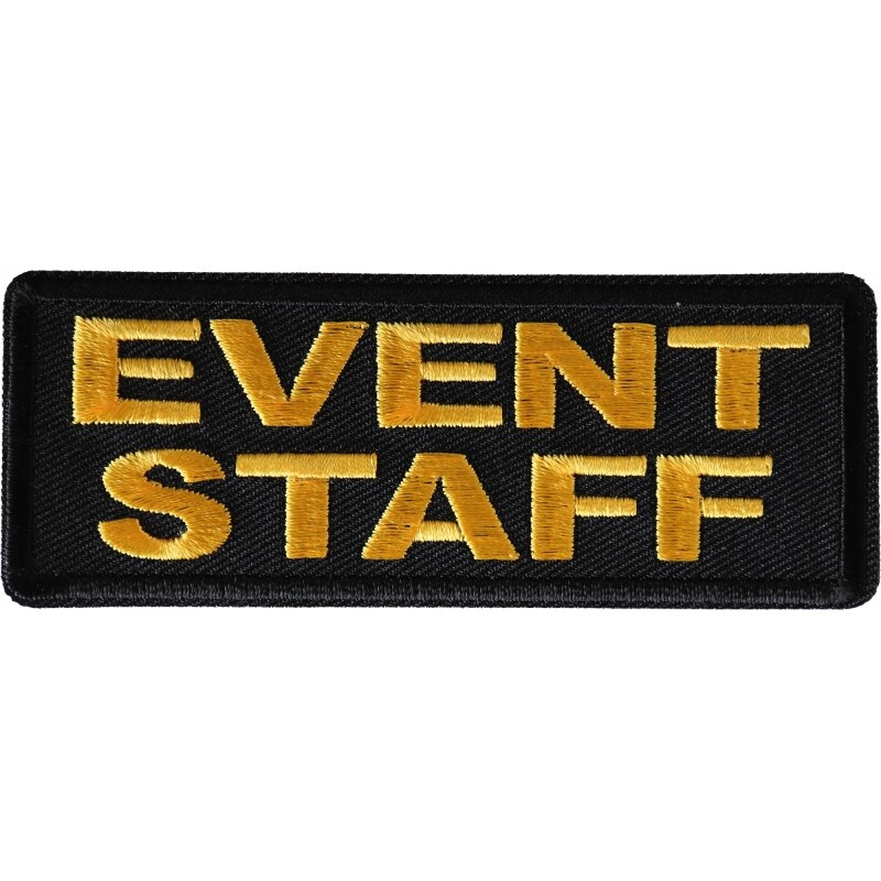 Patch, Embroidered Patch (Iron-On or Sew-On), Event Staff Yellow on Black, 4" x 1.5"