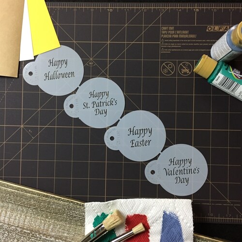 Celebration Cookie & Cupcake Stencils: Happy Halloween, Happy Easter, Happy Valentine's Day, Happy St Patrick's Day | C137 by Designer Stencils |