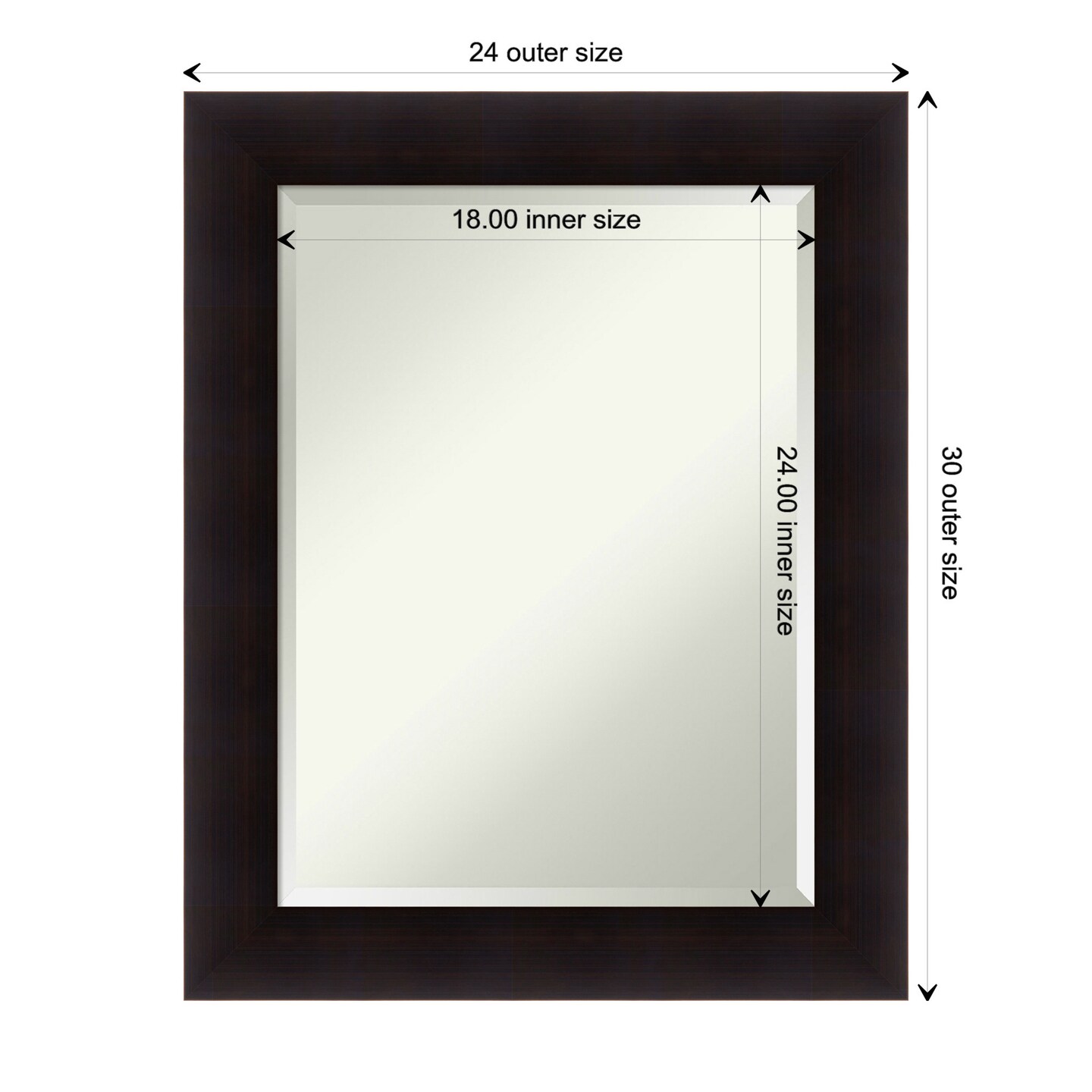 Beveled Wood Bathroom Wall Mirror, Portico Espresso Frame