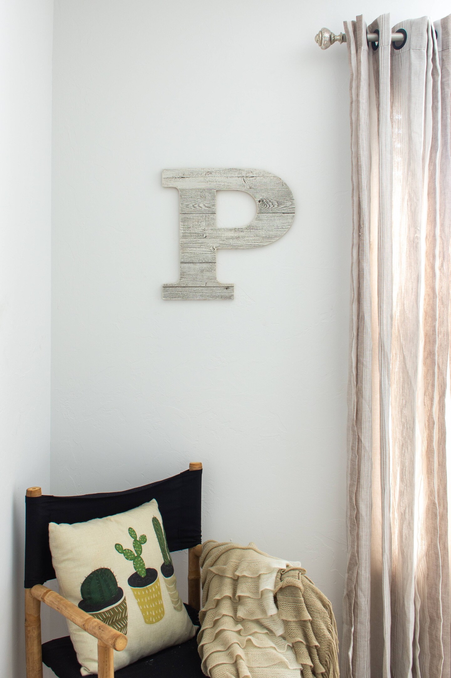 Rustic Farmhouse Large 16&#x22; White Decorative Monogram Wood Letter