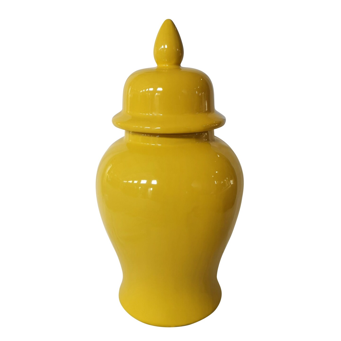 Kingston Living 18" Yellow Ceramic Solid Temple Jar with Lid Vases & Containers Michaels