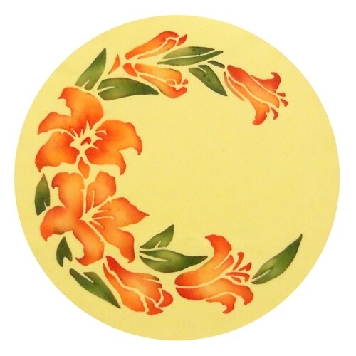 Lily Round Cake Stencil | C302 by Designer Stencils | Cake Decorating Tools | Baking Stencils for Royal Icing, Airbrush, Dusting Powder | Reusable Plastic Food Grade Stencil for Cakes | Easy to Use &#x26; Clean Cake Stencil