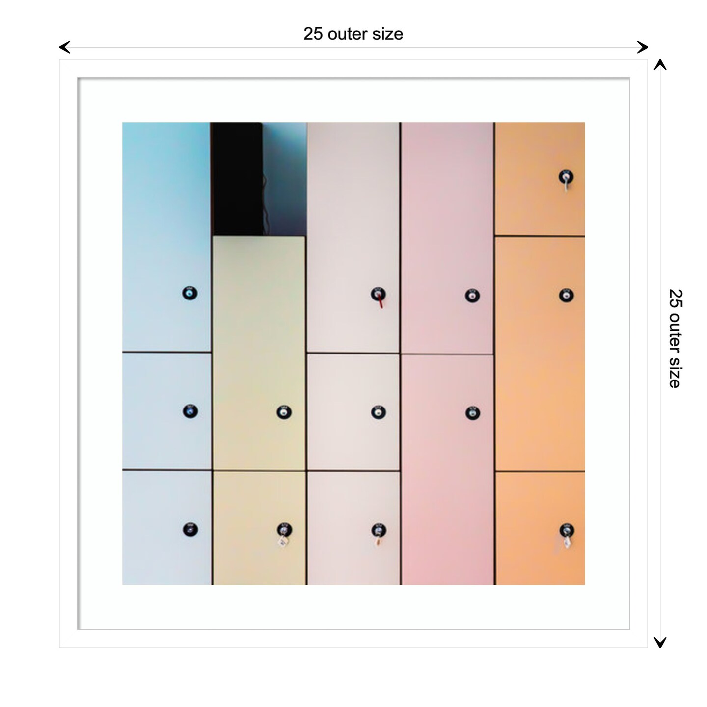 Pastel Lockers by Luc Vangindertael (laGrange) Wood Framed Wall Art Print