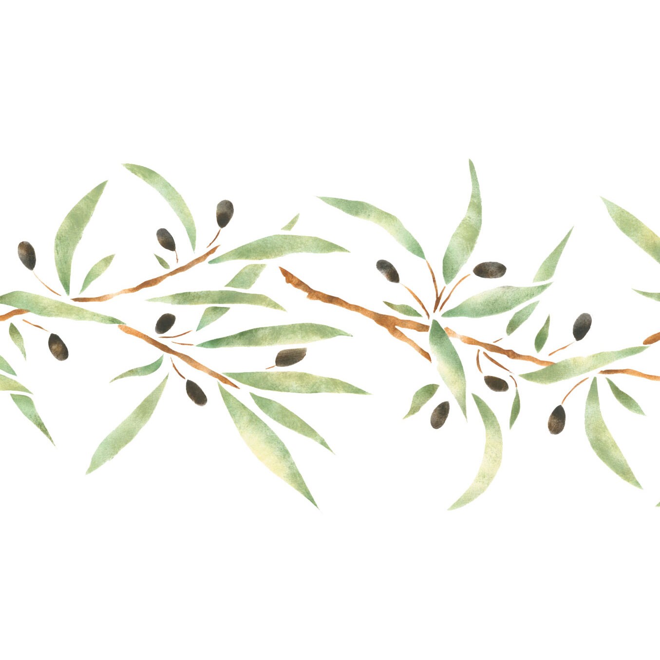 Olive Branch Wall Stencil | 2071 by Designer Stencils | Animal &#x26; Nature Stencils | Reusable Art Craft Stencils for Painting on Walls, Canvas, Wood | Reusable Plastic Paint Stencil for Home Makeover | Easy to Use &#x26; Clean Art Stencil