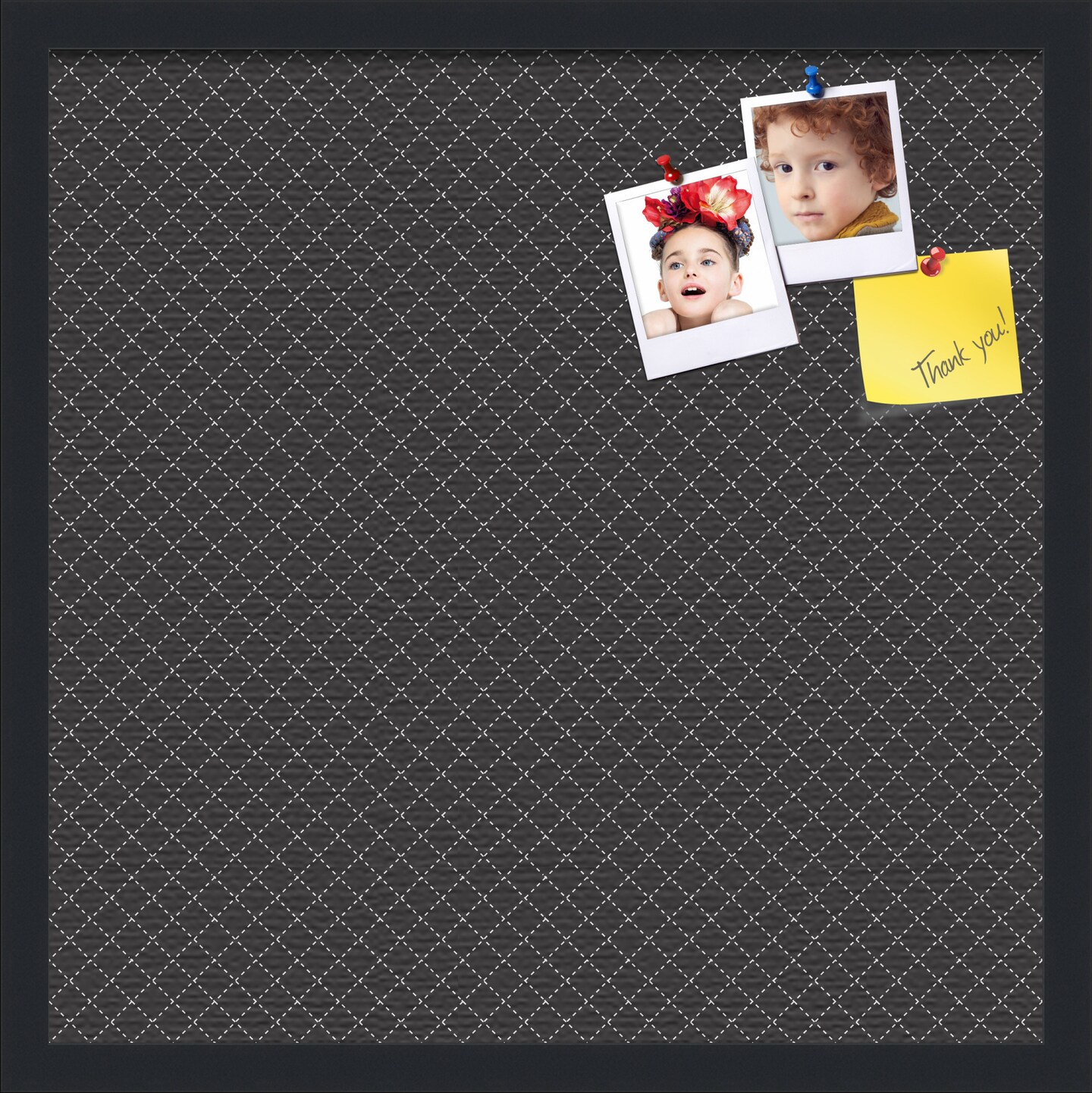 PinPix Custom Bulletin Board Black Diamond Poster Board Has a Fabric Style Canvas Finish, Framed in Satin Black, by ArtToFrames (PinPix-120)