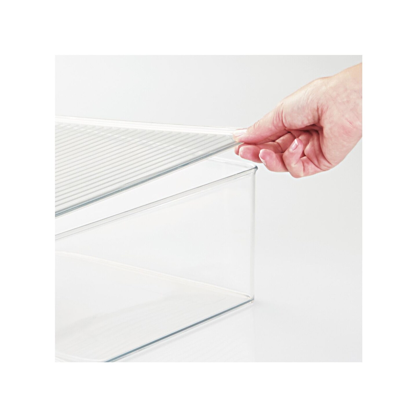 mDesign Plastic Craft Room Stackable Storage Box with Hinge Lid, 8 Pack, Clear