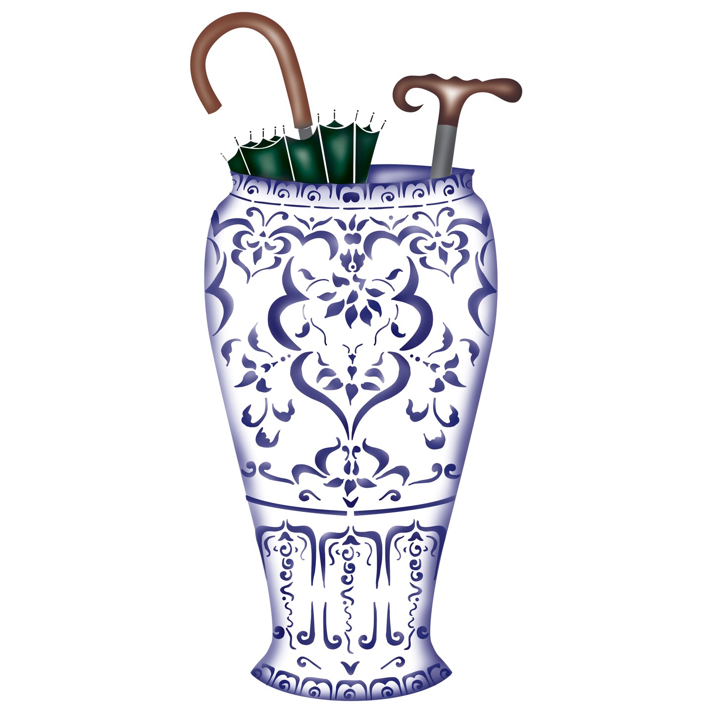 Umbrella Stand Wall Stencil | 2090 by Designer Stencils | Pattern Stencils | Reusable Stencils for Painting | Safe & Reusable Template for Wall Decor | Try This Stencil Instead of a Wallpaper | Easy to Use & Clean Art Stencil Pattern