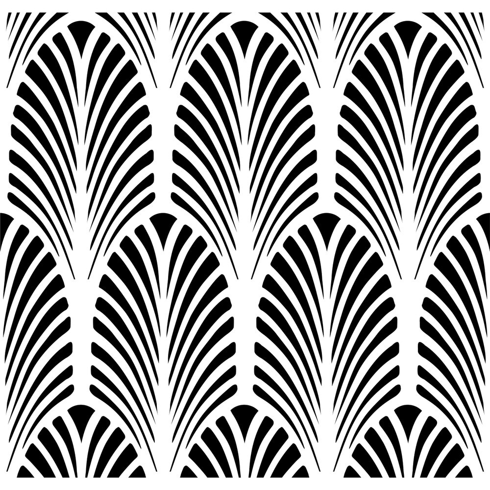 Art Deco Fan All Over Embossing 12 x 12 Stencil | FS039 by Designer Stencils | Pattern Stencils | Reusable Stencils for Painting on Wood, Wall, Tile, Canvas, Paper, Fabric, Furniture, Floor | Try Instead of a Wallpaper | Easy to Use &#x26; Clean