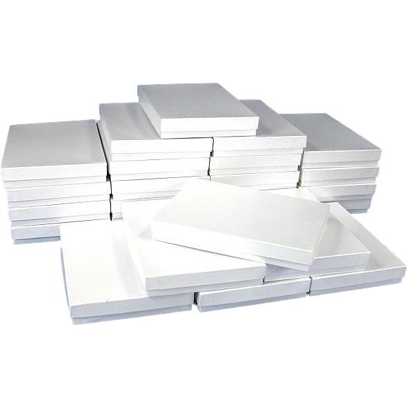 25 White Swirl Cotton Boxes Necklace Jewelry Gift Box Displays 7 1/8"