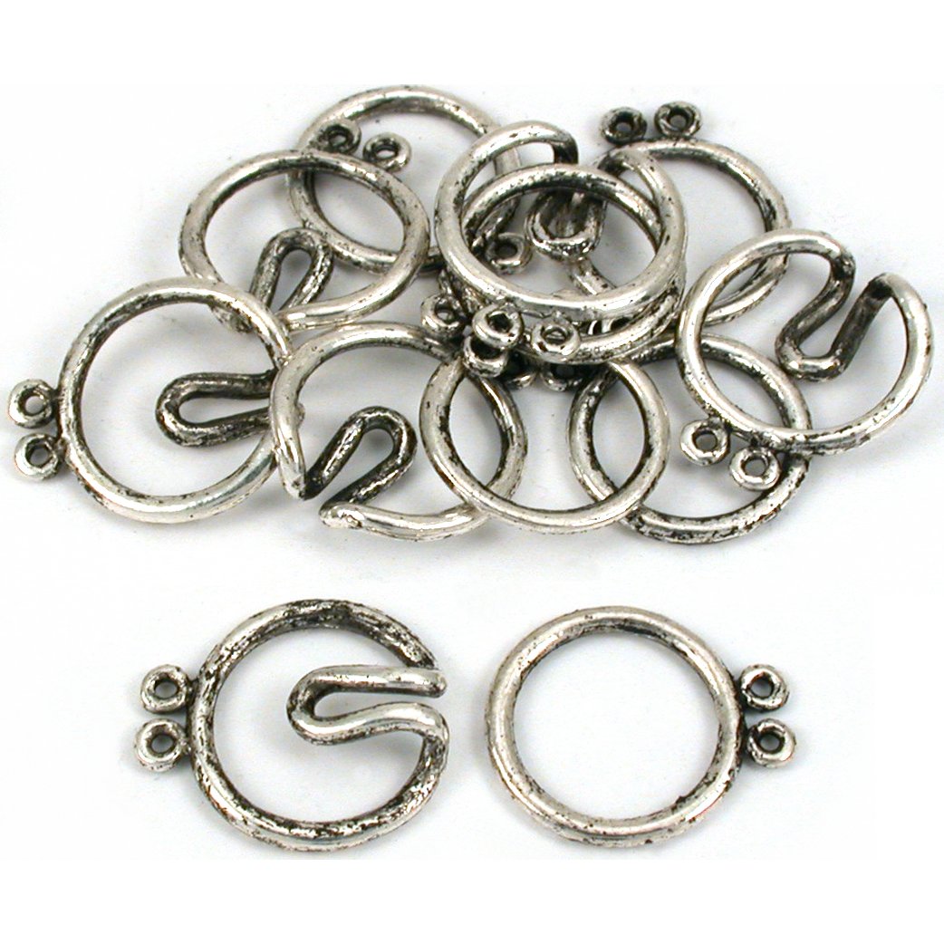 2 Strand Hook & Eye Clasp Antq Silver Plt 21mm Approx 6