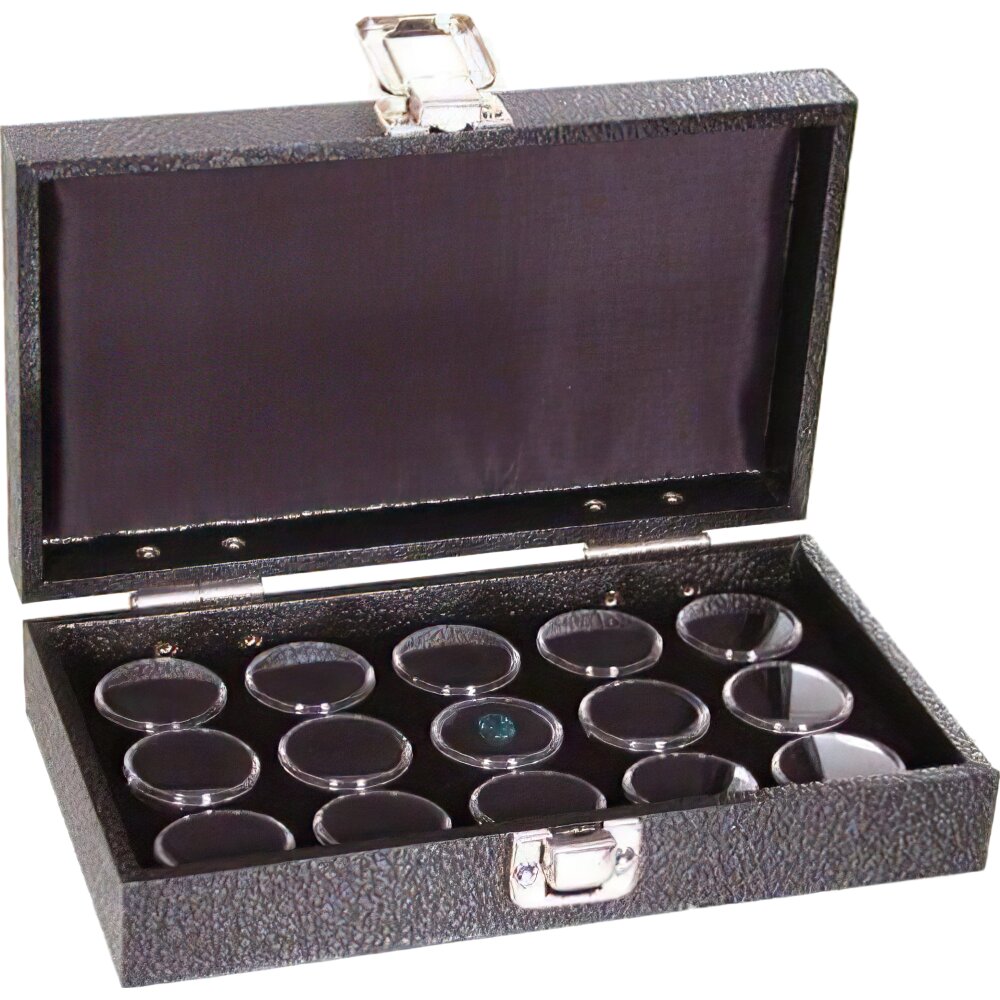 Black Foam 15 Gem Stone Jars Box Travel Tray Display Miscellaneous