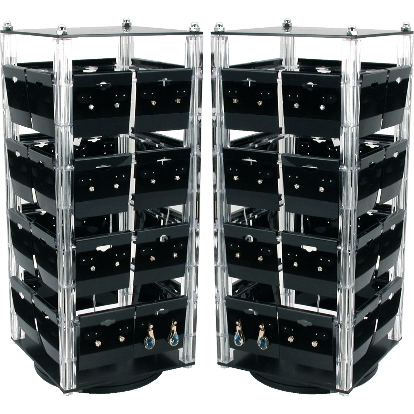 2 Revolving Rotating Earring Jewelry Display Racks 100 Hanging Cards New