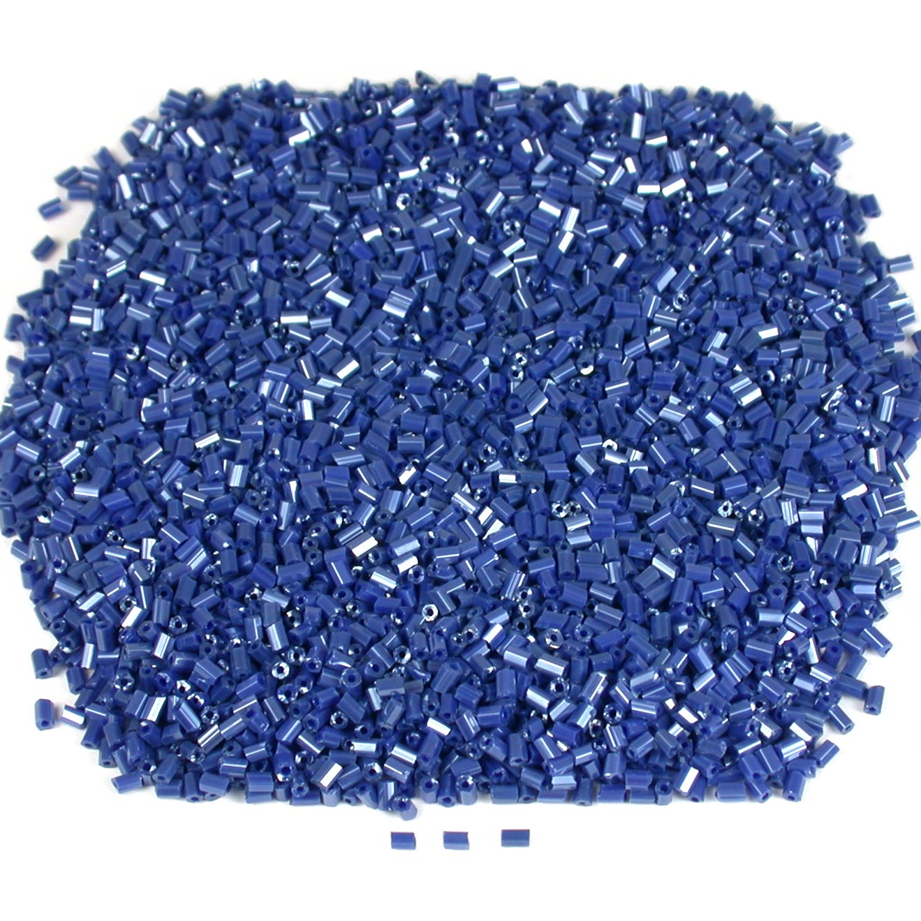 65 Grams Opaque Dark Blue Bugle Glass Beads Sz 1