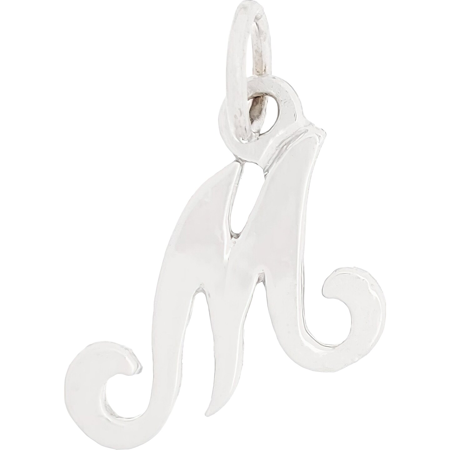 Cursive Letter &#x22;M&#x22; Charm 14k White Gold 13.5mm