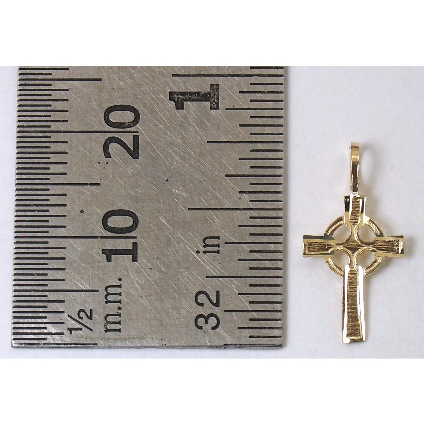14K Gold Celtic Cross Charm with 18&#x22; Gold Cable Chain &#x26; Gift Box