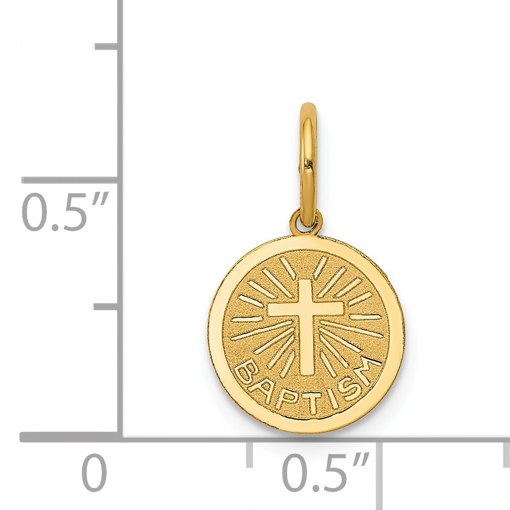 14K Gold Baptism Cross Charm Religious Pendant