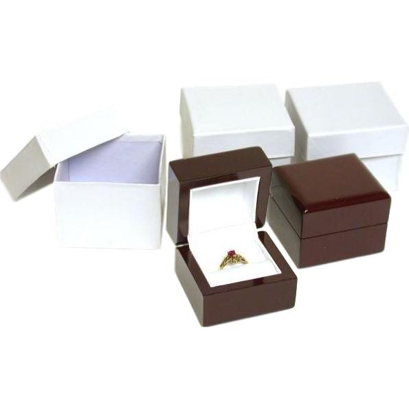 3 Rosewood Stained Ring Gift Boxes Jewelry Displays Miscellaneous