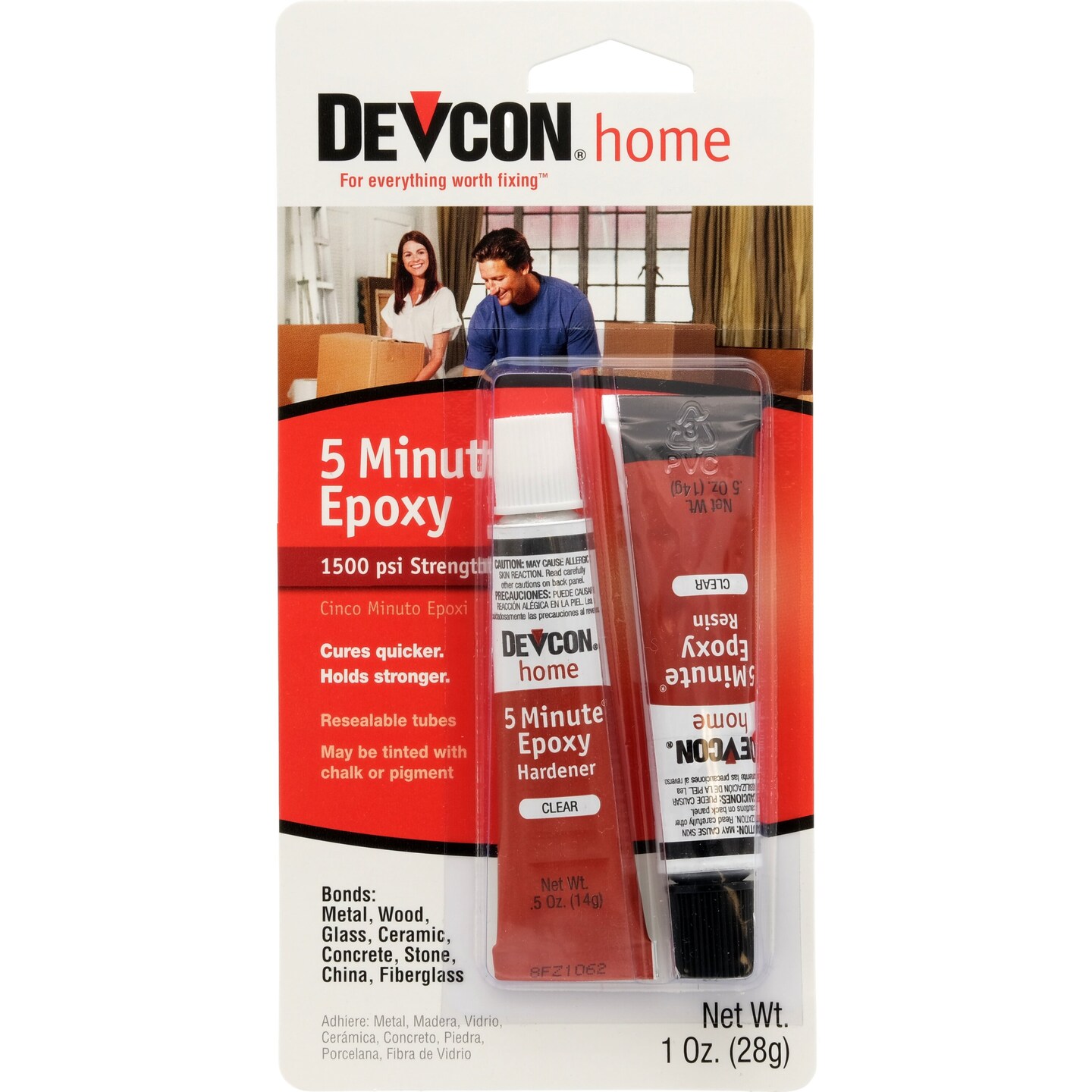 Devcon Home Fast Set 5-Minute Clear Colorless Epoxy Adhesive Glue 1 fl oz