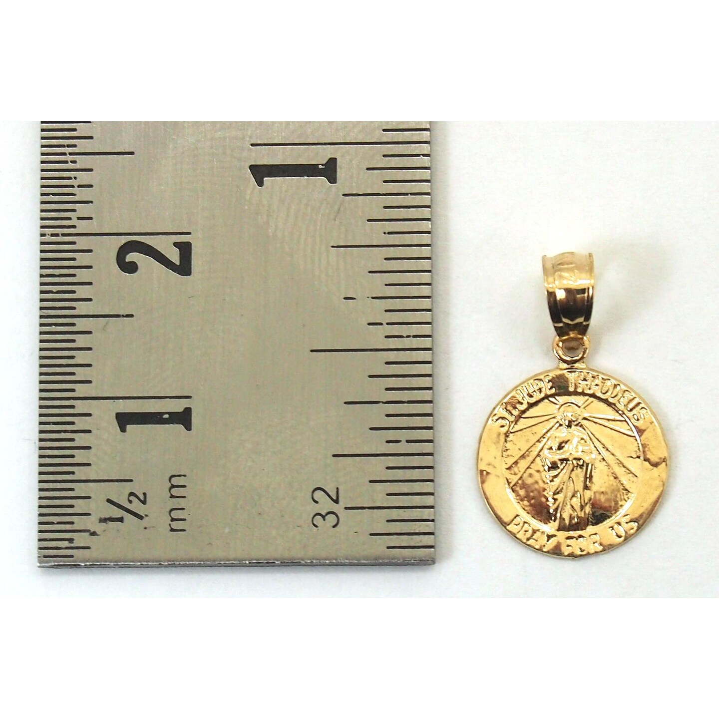 14K Yellow Gold St.Jude Medal Charm with 18&#x22; Gold Cable Chain &#x26; Gift Box