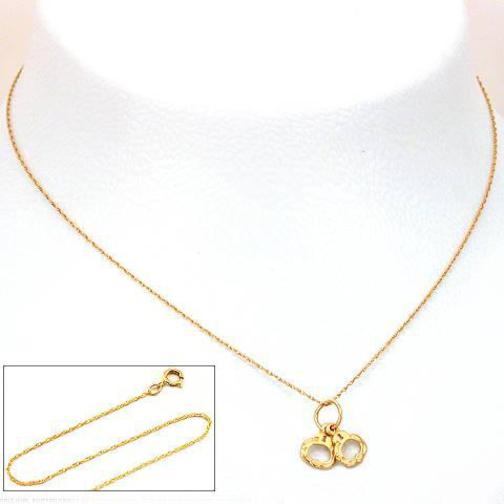 14K Gold Handcuffs 8mm Charm 18&#x22; Chain Jewelry