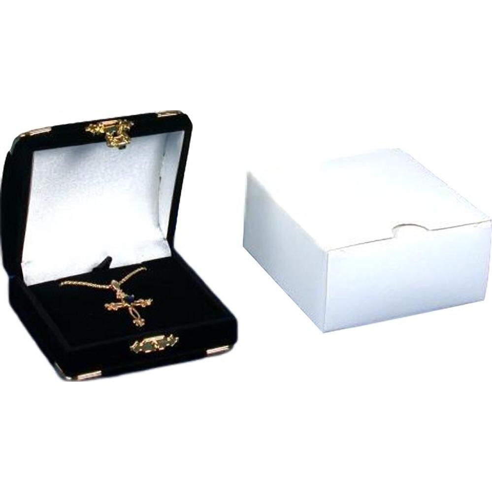 12 Pendant Gift Boxes Black Flocked Jewelry Display Box
