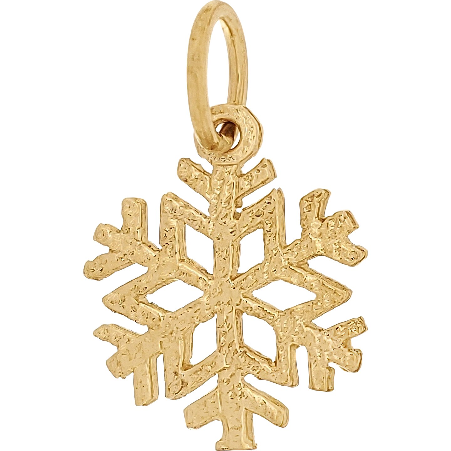 14K Gold Snowflake 12mm Charm 18&#x22; Chain Jewelry
