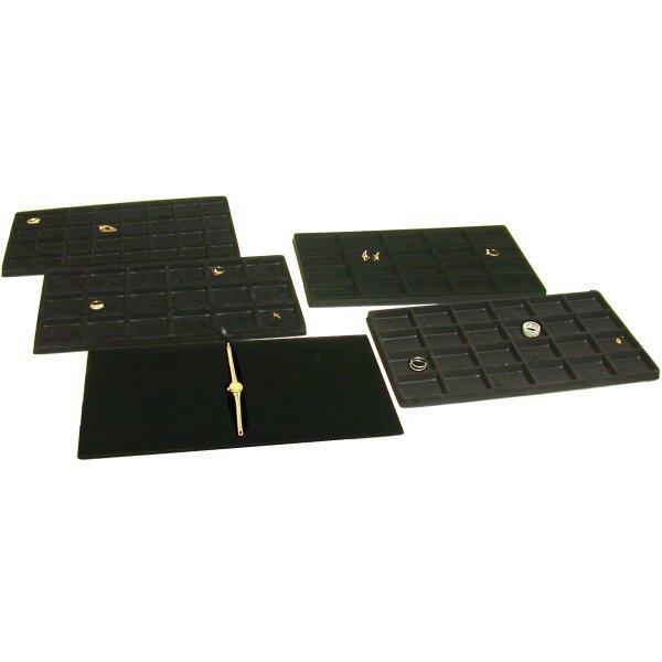 4 Black Jewelry Bracelet Trays Insert Display Case
