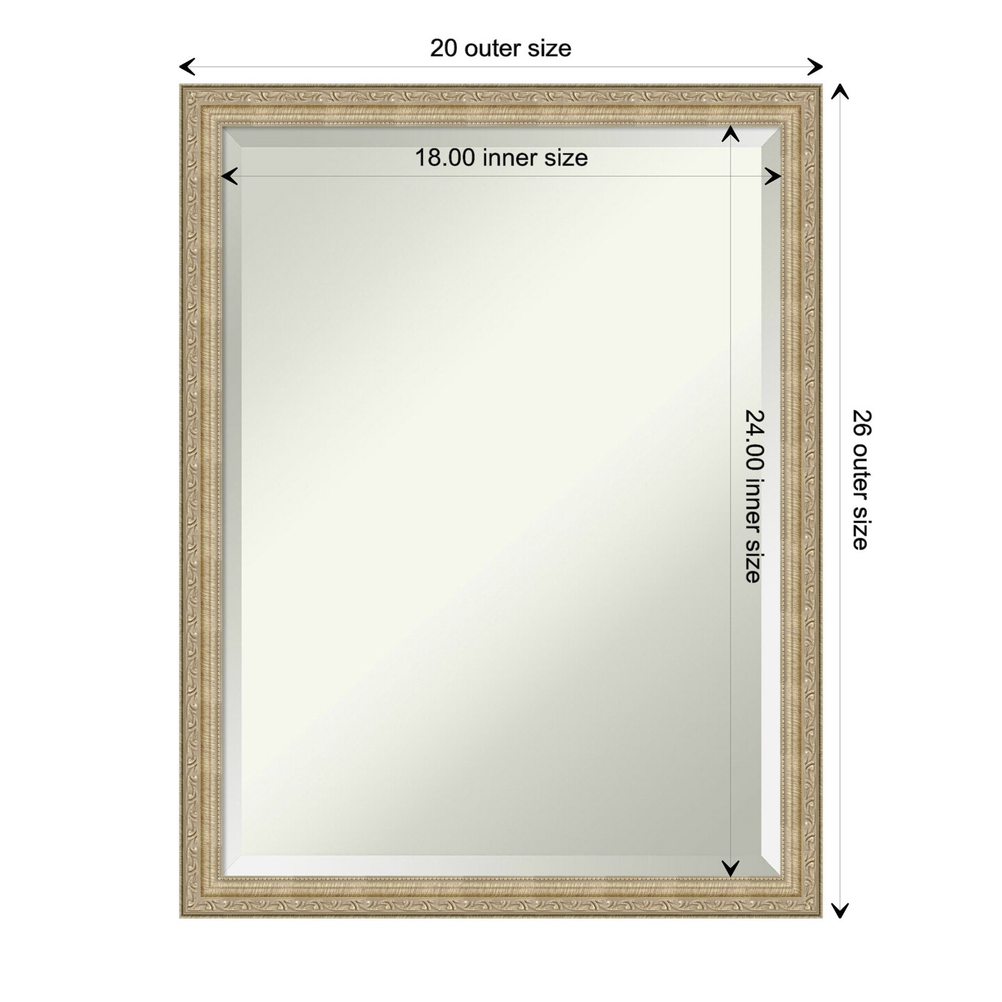 Beveled Bathroom Wall Mirror, Paris Champagne Frame