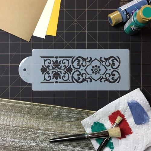 Victorian Scroll Cake Stencil | C005 by Designer Stencils | Cake Decorating Tools | Baking Stencils for Royal Icing, Airbrush, Dusting Powder | Reusable Plastic Food Grade Stencil for Cakes & Cookies | Easy to Use & Clean Cake & Cookie Stencil