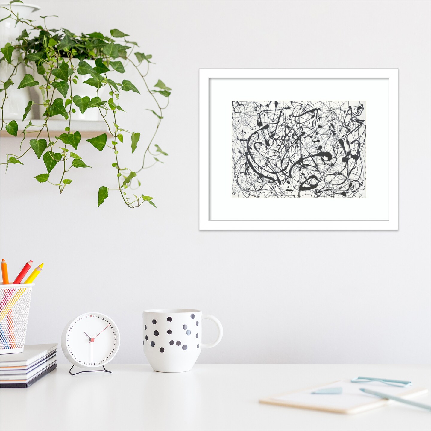 Number 14:Gray by Jackson Pollock Wood Framed Wall Art Print