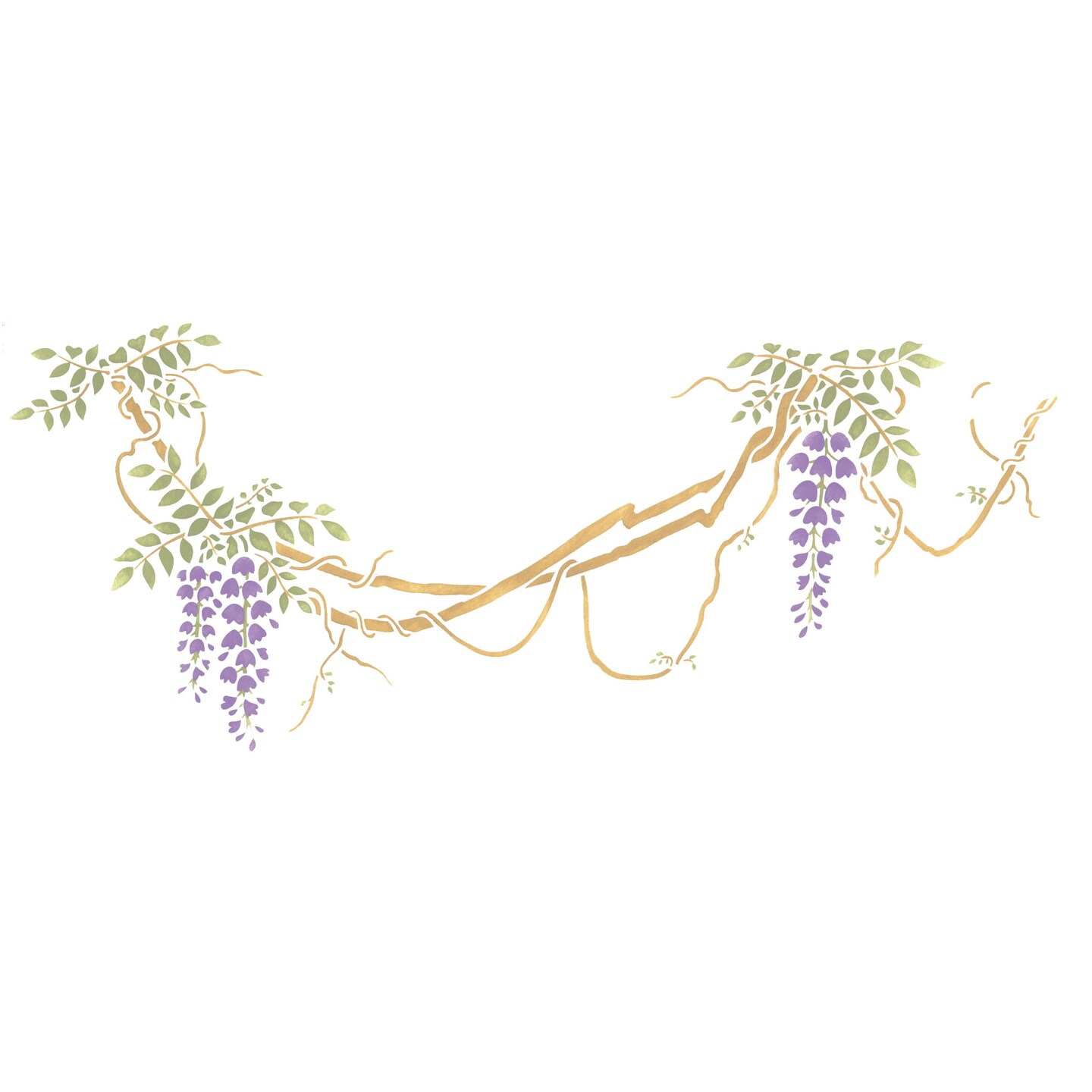 Small Japanese Wisteria Vine Wall Stencil | 2390 by Designer Stencils | Floral Stencils | Reusable Art Craft Stencils for Painting on Walls, Canvas, Wood | Reusable Plastic Paint Stencil for Home Makeover | Easy to Use & Clean Art Stencil