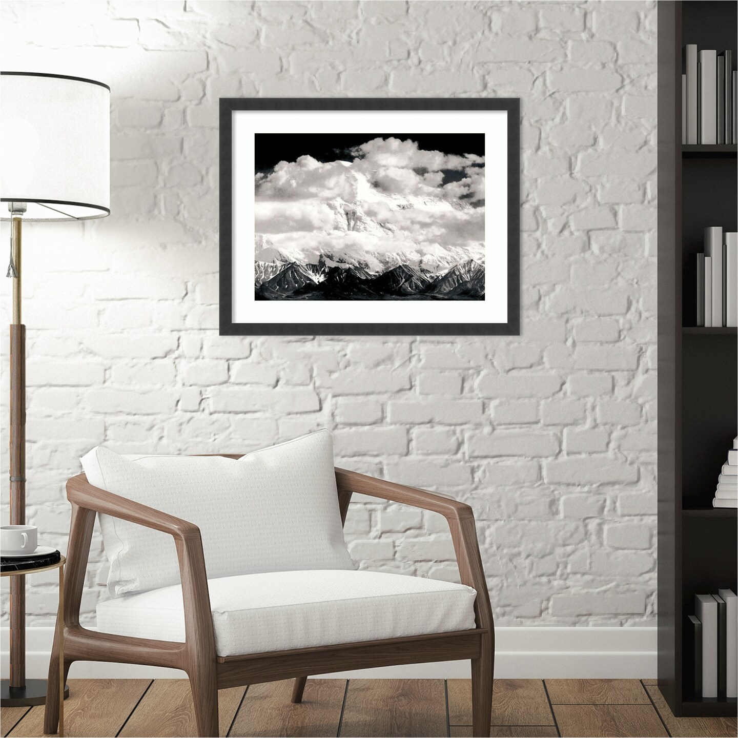 Mount McKinley Range Clouds Denali National Park Alaska 1948 by Ansel Adams Wood Framed Wall Art Print