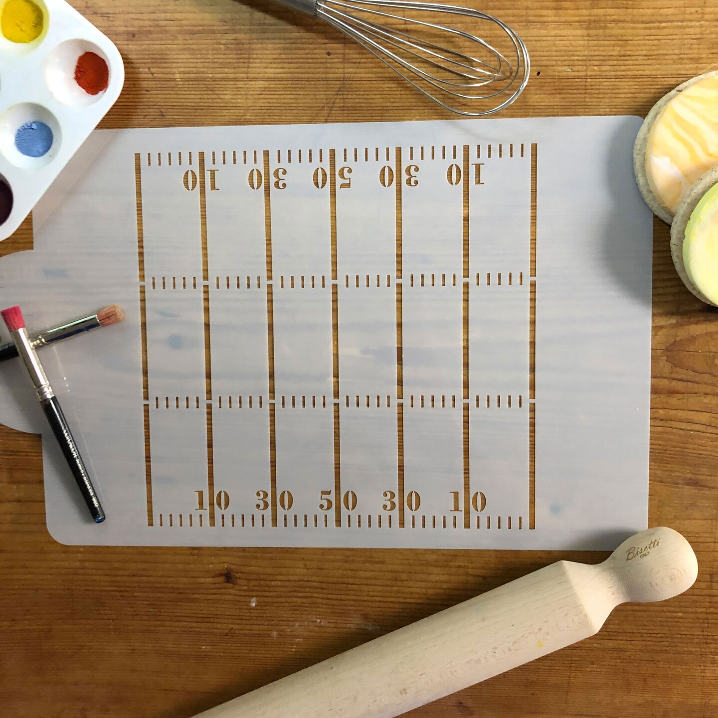 Football Field 1/4 Sheet Cake Stencil | C1021 by Designer Stencils | Cake Decorating Tools | Baking Stencils for Royal Icing, Airbrush, Dusting Powder | Reusable Plastic Food Grade Stencil for Cakes | Easy to Use &#x26; Clean Cake Stencil