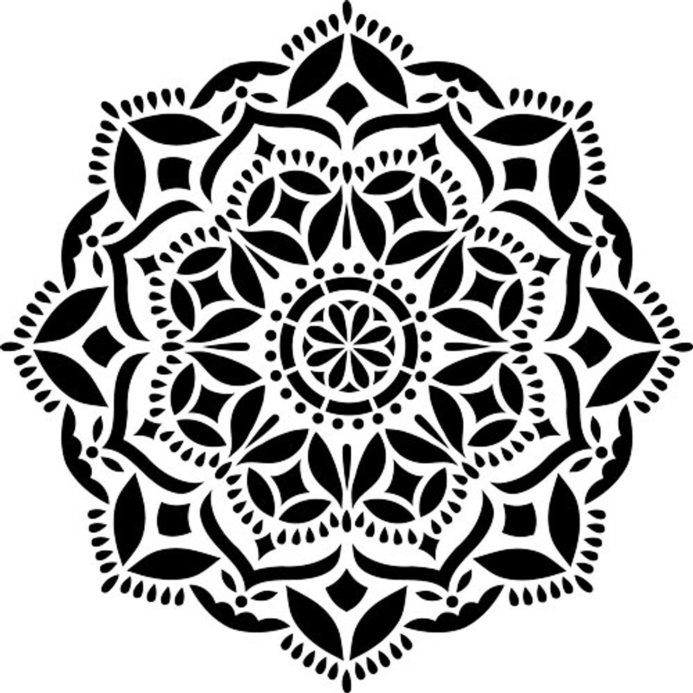 Karma Mandala Embossing 12 x 12 Stencil | FS026 by Designer Stencils | Mandala &#x26; Medallion Stencils | Reusable Stencil for Painting on Wood, Wall, Tile, Canvas, Paper, Fabric, Furniture, Floor | Stencil for Home Makeover | Easy to Use &#x26; Clean
