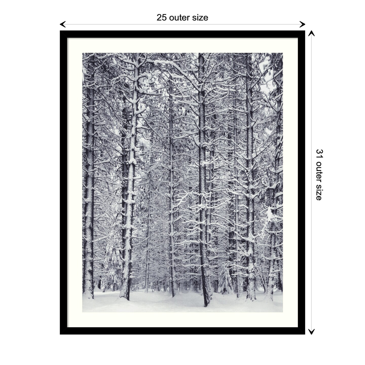 Pine Forest in the Snow Yosemite National Park by Ansel Adams Wood Framed Wall Art Print