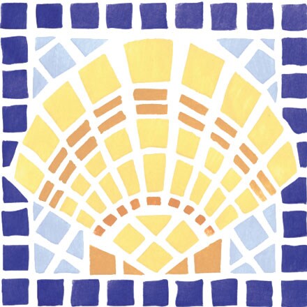 Mosaic Shell Stencil Wall Stencil | 2061 by Designer Stencils | Outdoor Stencils | Reusable Art Craft Stencils for Painting on Walls, Canvas, Wood | Reusable Plastic Paint Stencil for Home Makeover | Easy to Use & Clean Art Stencil