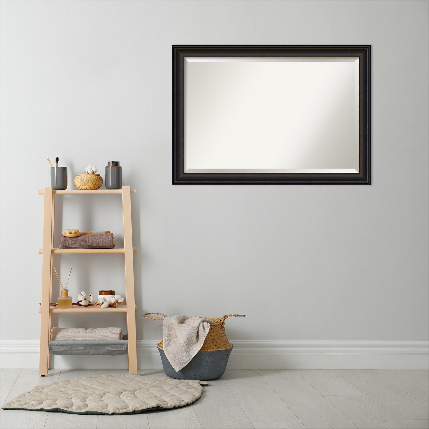Beveled Bathroom Wall Mirror, Trio Oil Rubbed Bronze Frame