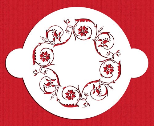 Flower Scroll Cake Stencil Top | C169 by Designer Stencils | Cake Decorating Tools |