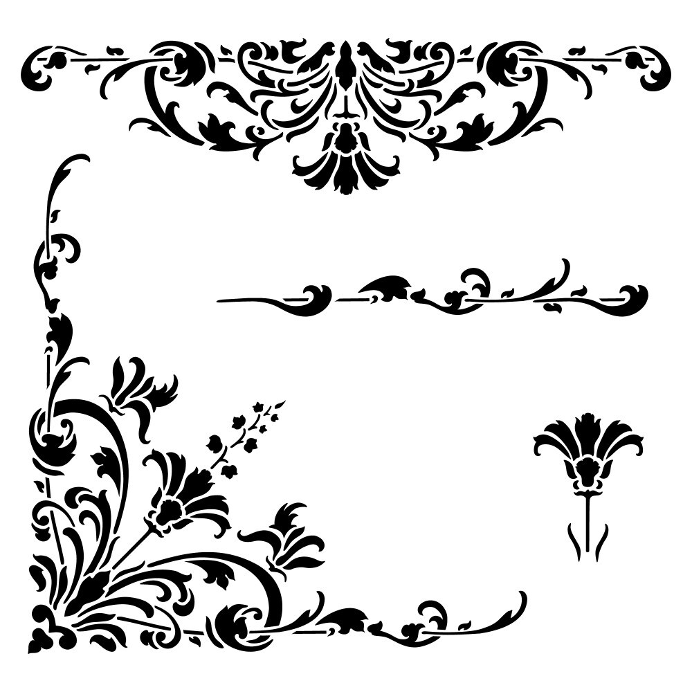 Turn of The Century Embossing 12 x 12 Stencil Details | FS011 by Designer Stencils | Pattern Stencils | Reusable Stencils for Painting on Wood, Wall, Tile, Canvas, Paper, Fabric, Furniture, Floor | Try Instead of a Wallpaper | Easy to Use &#x26; Clean