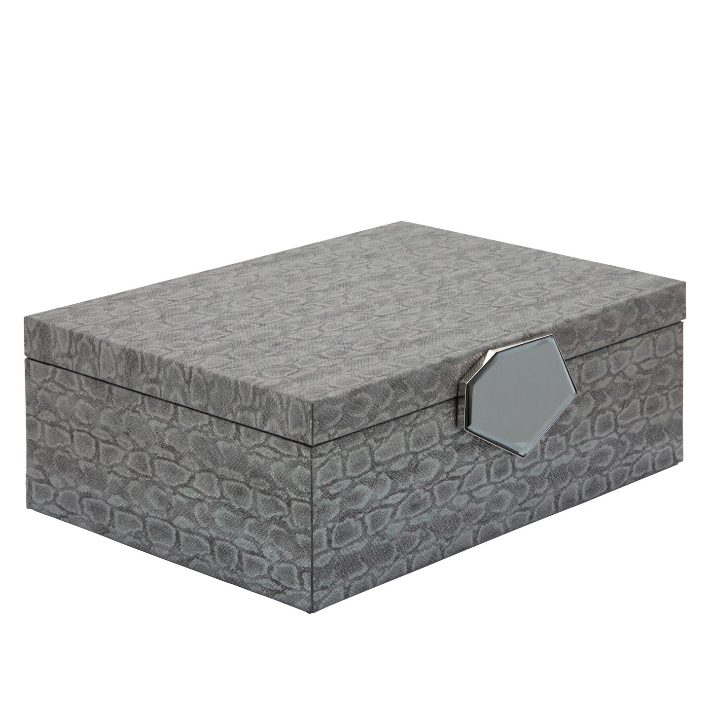 Kingston Living 14" Gray and Clear Textured Rectangular Decorative Box Decorative Boxes Michaels