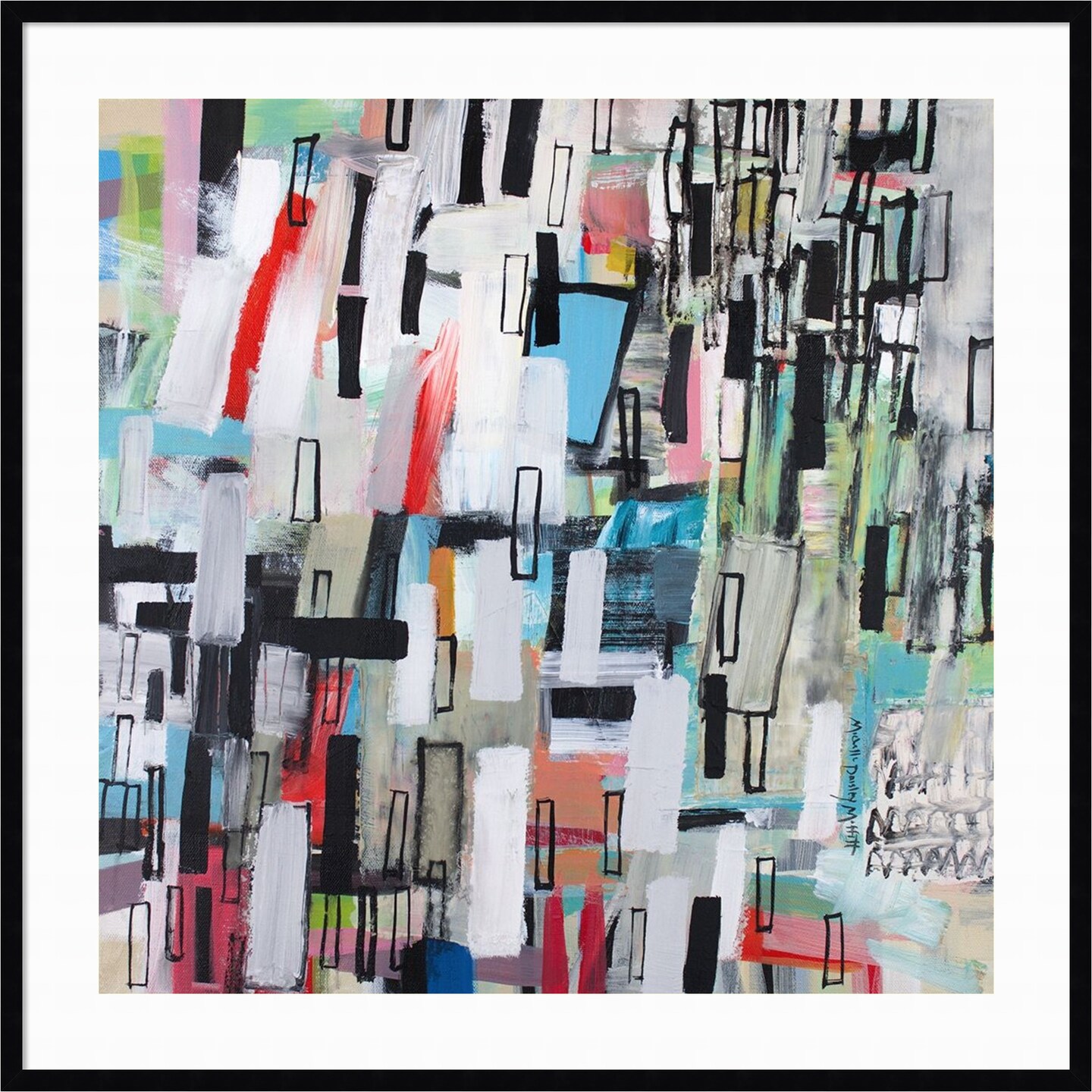 Rainfall by Michelle Daisley Moffitt Wood Framed Wall Art Print 41 in. W x 41 in. H