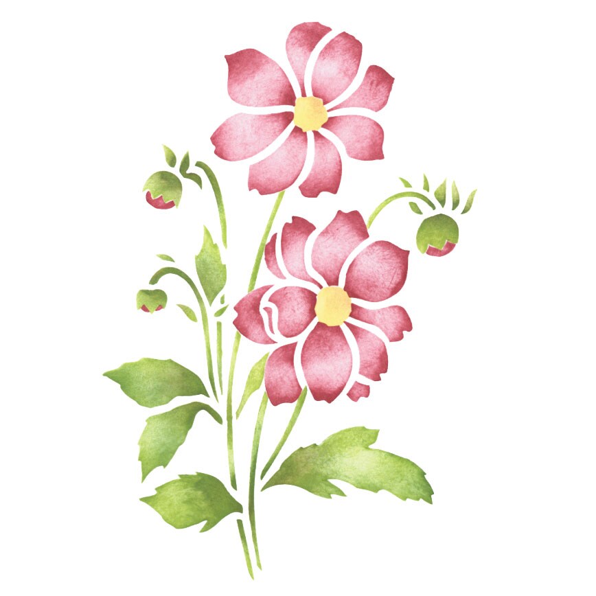 Dahlia Wall Stencil | 2056 by Designer Stencils | Floral Stencils | Reusable Art Craft Stencils for Painting on Walls, Canvas, Wood | Reusable Plastic Paint Stencil for Home Makeover | Easy to Use &#x26; Clean Art Stencil
