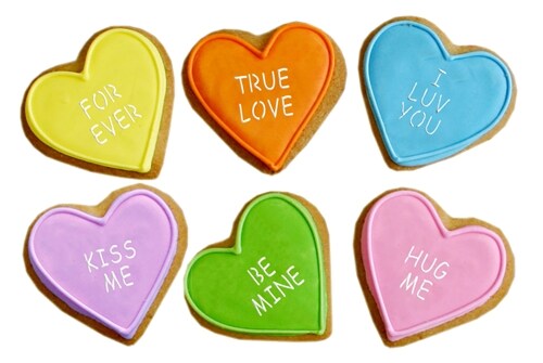 Large Candy Heart Sayings Cookie Stencils | C251 by Designer Stencils | Cookie Decorating Tools |
