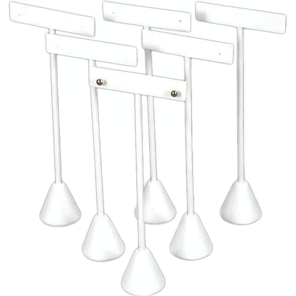 6 Earring T Stand White Leather Showcase Display 6.75&#x22;