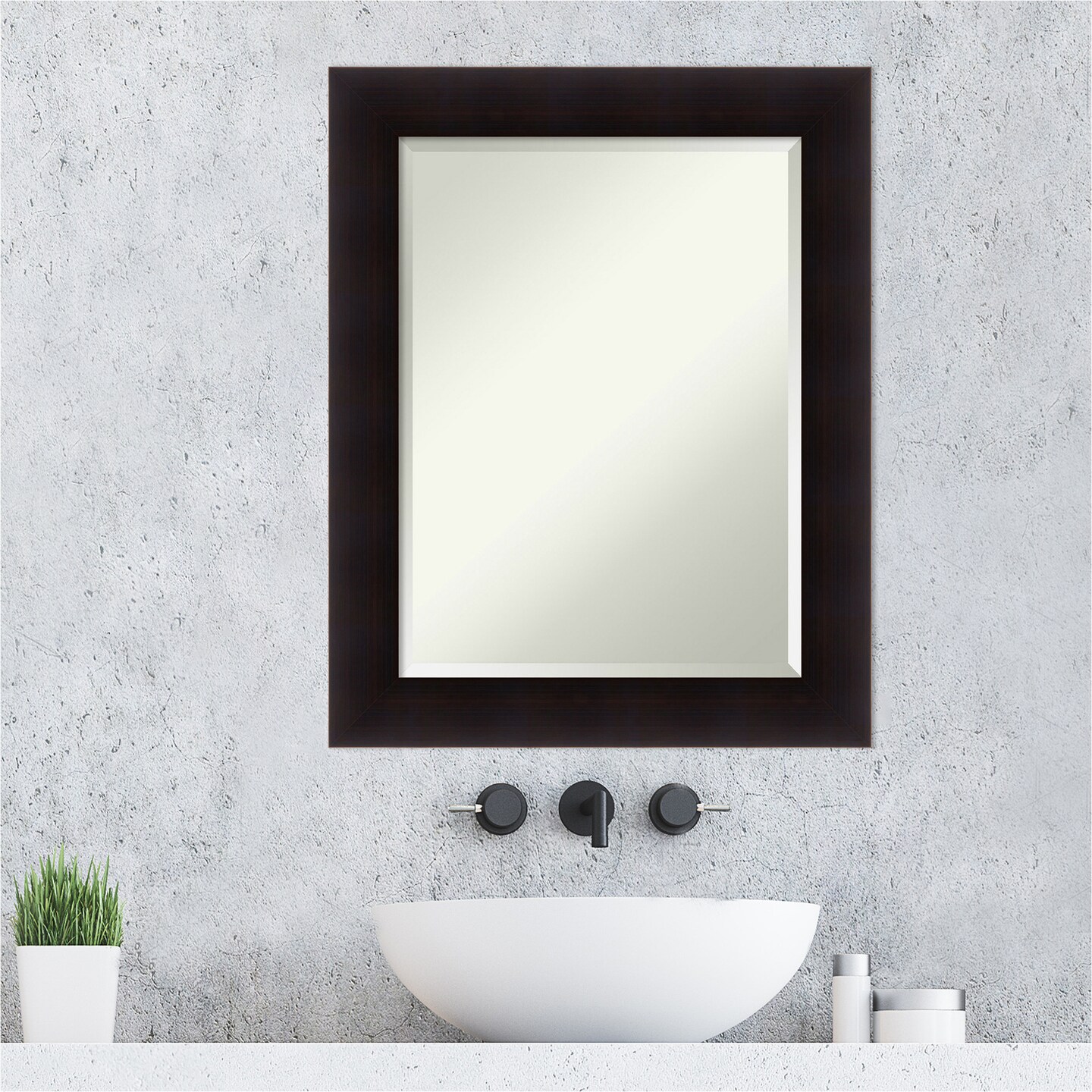 Beveled Wood Bathroom Wall Mirror, Portico Espresso Frame | Mirrors ...