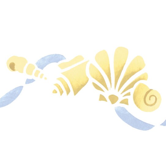 Shells with Ribbon Wall Stencil | 2181 by Designer Stencils | Outdoor Stencils |