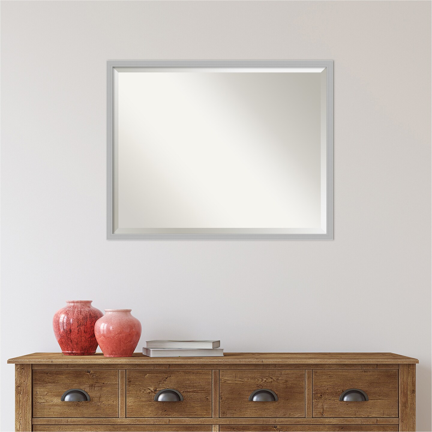 Beveled Bathroom Wall Mirror, Hera Chrome Frame