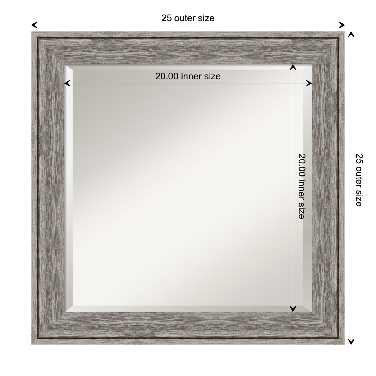 Beveled Wood Bathroom Wall Mirror, Regis Barnwood Grey Frame
